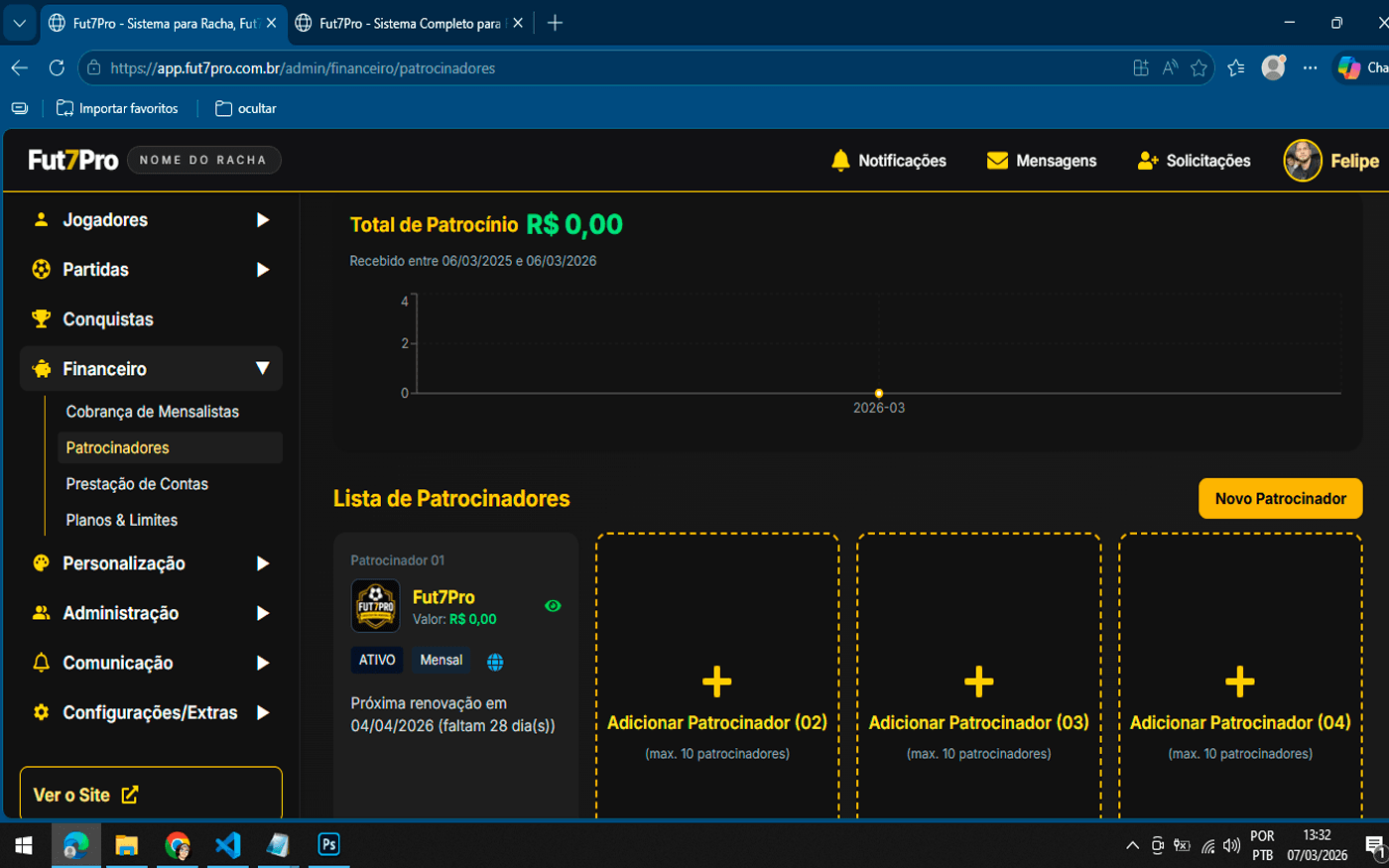 Gestão de patrocinadores