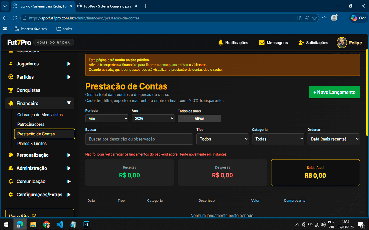 Financeiro e prestação