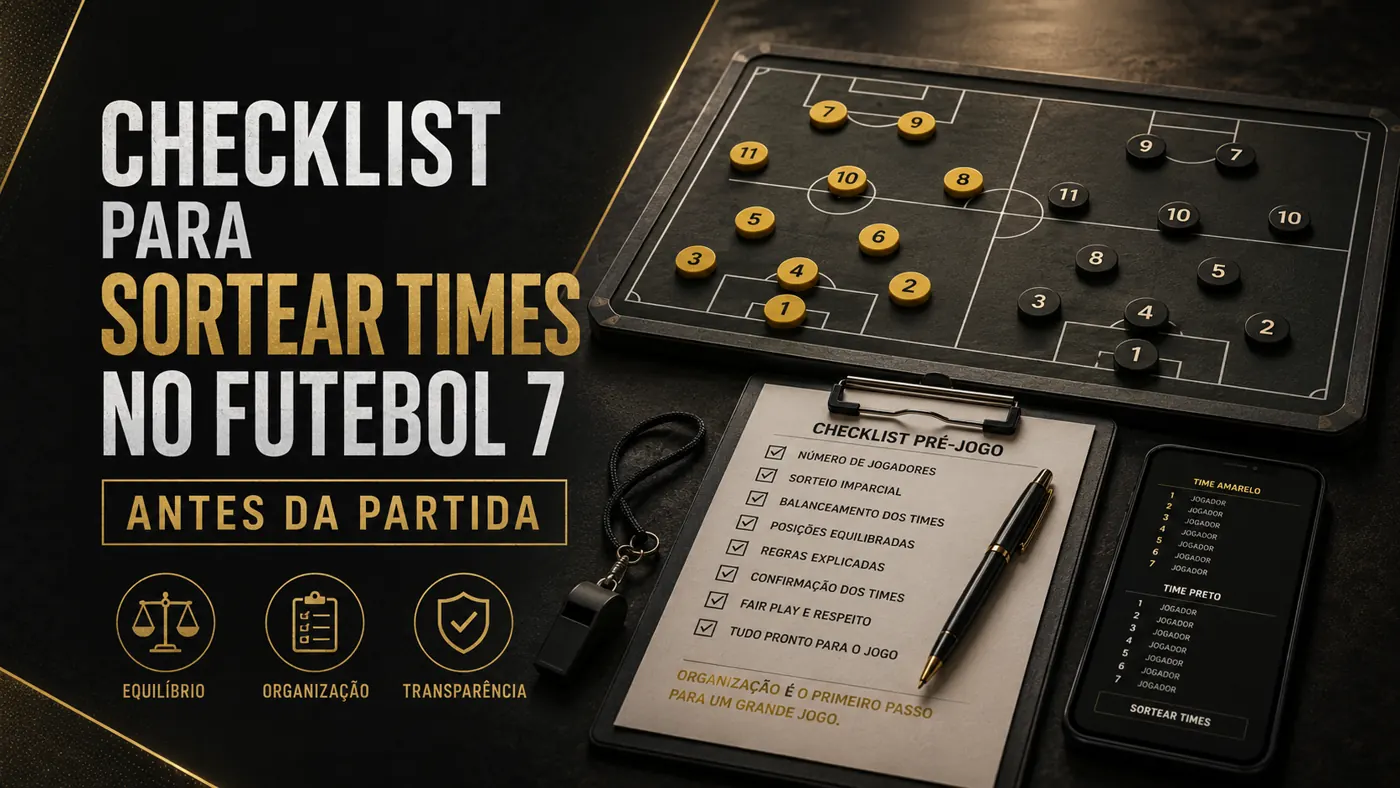 Checklist para sortear times no Futebol 7 antes da partida